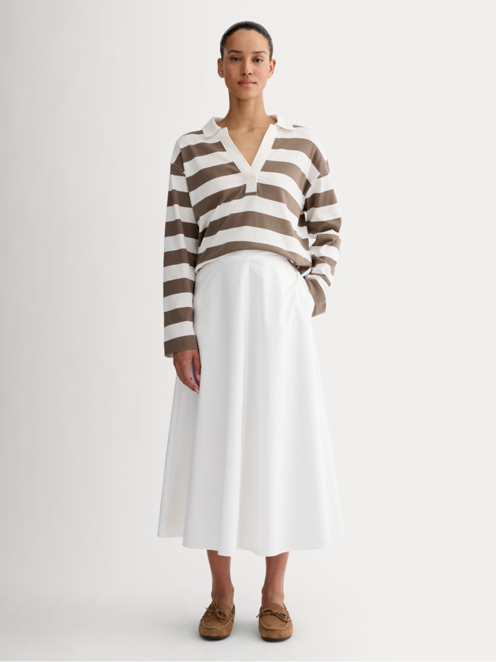 Everlane The Midi Skirt in Ultrasoft Cotton White Size 6 NWOT